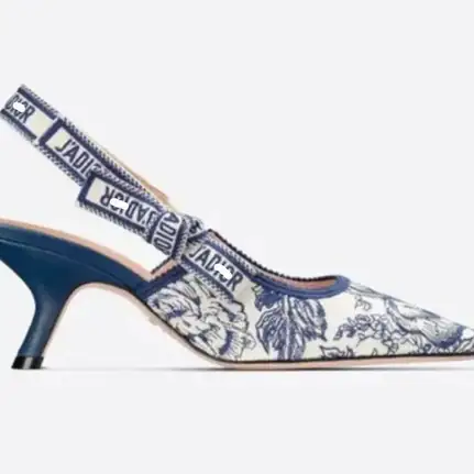 Dior destalonado de tacón bajo con bordado, zapato de tacón de mujer