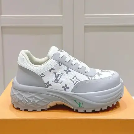 Louis Vuitton de suela gruesa en blanco, zapatilla de firma de mujer