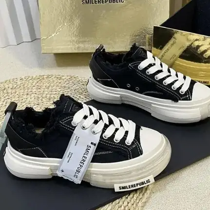 Smilerepublic Sr de suela gruesa en negro, zapatilla de suela alta de mujer